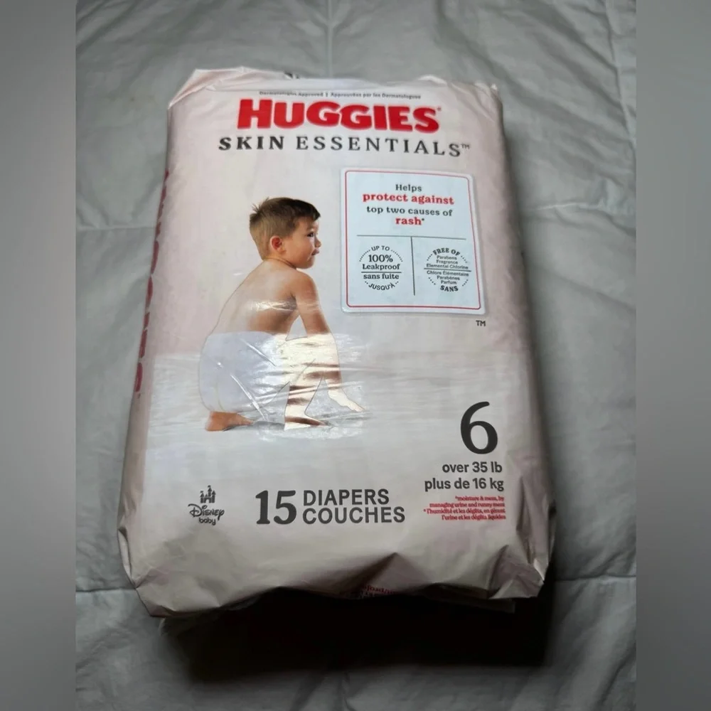 Huggies Skin Essentials Disney Baby Size 6 Mickey Mouse Print 15 Count Diapers